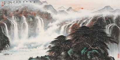 苏起龙 2005年作 万壑松云旭日升 镜片
